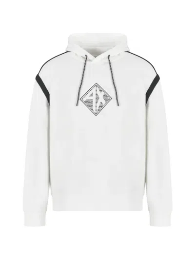 Armani Exchange Diamond-graphic Hoodie In White