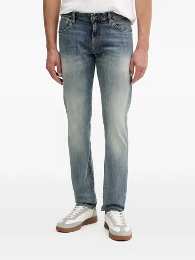 Armani Exchange Distressed Faded Jeans In Brown