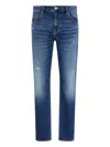 Armani Exchange Distressed Five-pocket Jeans In Blue
