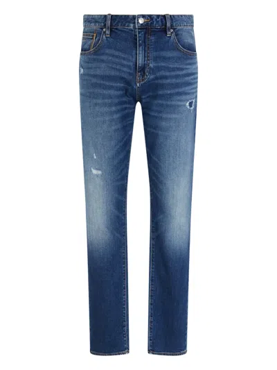 ARMANI EXCHANGE DISTRESSED FIVE-POCKET JEANS