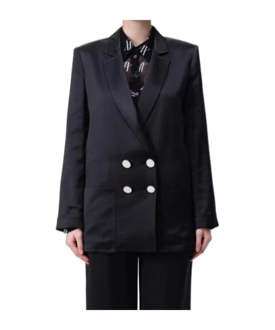 Shop Armani Exchange Double-breasted Blazer In Black