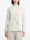 Armani Exchange Double-breasted Blazer In Neutral
