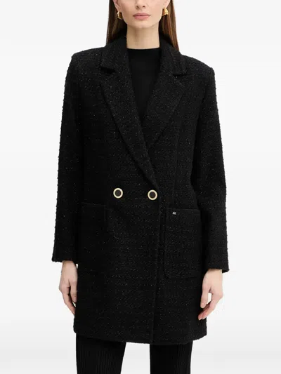 Armani Exchange Double-breasted Coat In Black