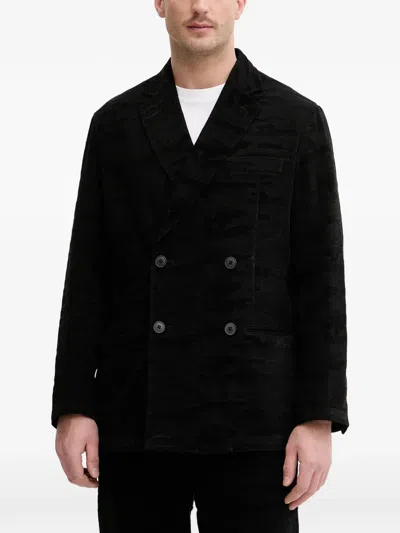 Armani Exchange Double-breasted Jacket In Black
