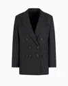 Armani Exchange Double-breasted Twill Jacket In Black