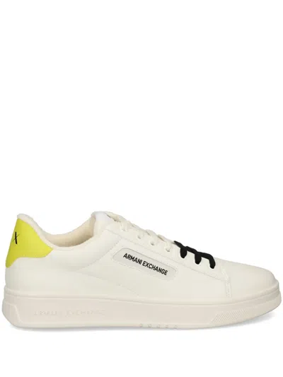 Armani Exchange Double-coloured Laces Leather Sneakers In White