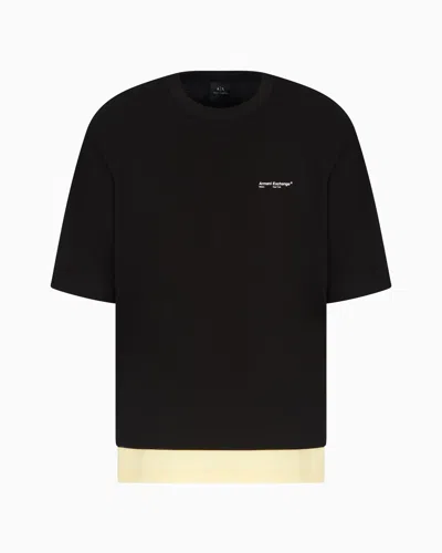 Armani Exchange Double Effect Short-sleeved Sweatshirt In Black