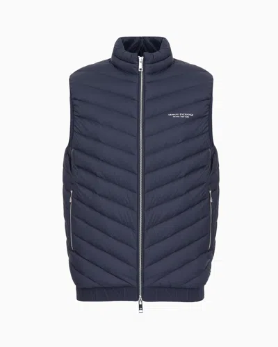 Armani Exchange Double-face Padded Sleeveless Down Jacket In Blue
