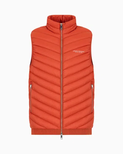 Armani Exchange Double-face Padded Sleeveless Down Jacket In Orange