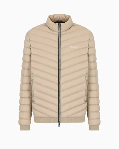 Armani Exchange Double-faced Padded Jacket With Zip In Brown