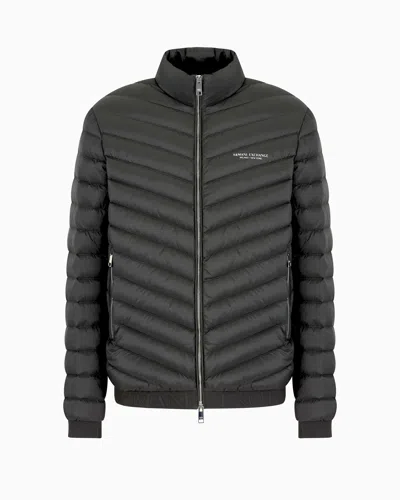 Armani Exchange Double-faced Padded Jacket With Zip In Grey