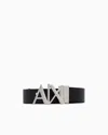 Armani Exchange Double-sided Leather Belt In Black