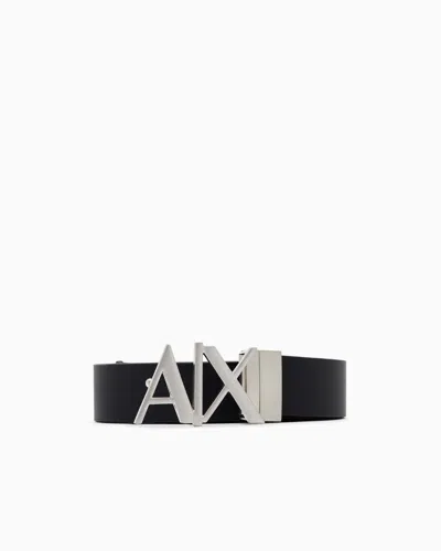 Armani Exchange Double-sided Leather Belt In Black