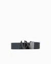 Armani Exchange Double-sided Leather Belt In Navy Blue