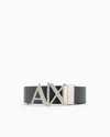 Armani Exchange Double-sided Leather Belt In Navy Blue