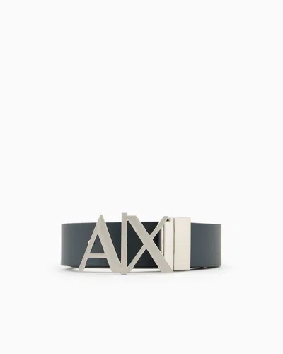 Armani Exchange Double-sided Leather Belt In Navy Blue