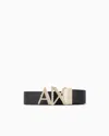 Armani Exchange Logo-buckle Leather Belt In Two-tone