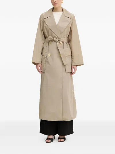 Armani Exchange Double-breasted Belted Trench Coat In Neutral