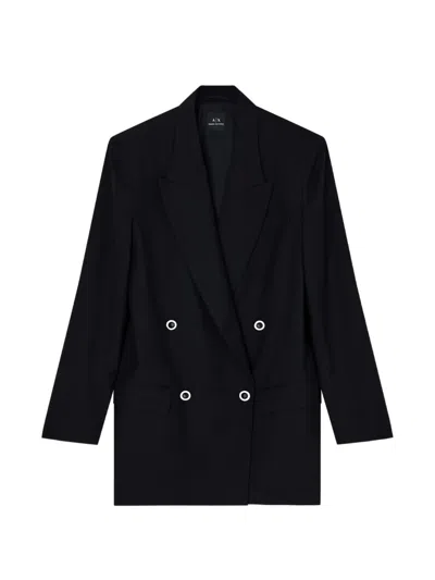 Armani Exchange Double-breasted Blazer In Black