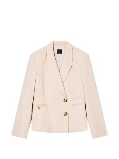 Armani Exchange Double-breasted Blazer In Neutral