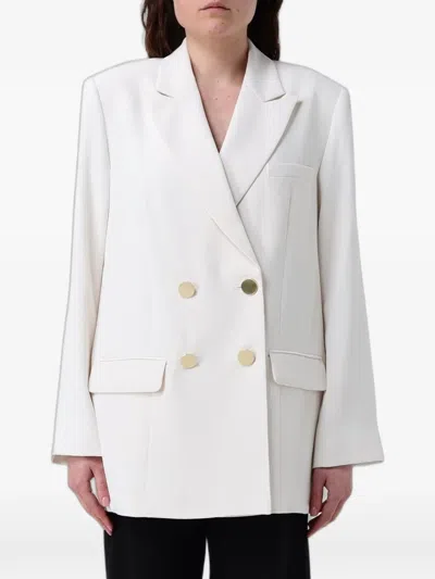 Armani Exchange Double-breasted Buttoned Blazer In White