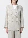 Armani Exchange Double-breasted Flower-pattern Blazer In Brown