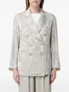 Armani Exchange Double-breasted Flower-pattern Blazer In Brown