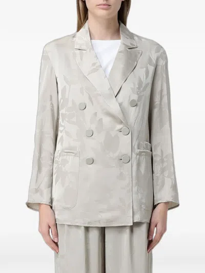 ARMANI EXCHANGE DOUBLE-BREASTED FLOWER-PATTERN BLAZER