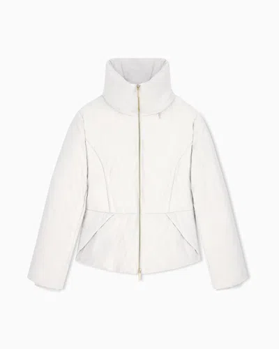 Armani Exchange Down Jacket In Crinkle Nylon In Beige