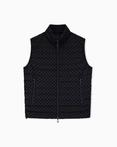 Armani Exchange Down Jacket In Flocked Nylon In Black