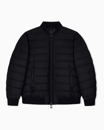Armani Exchange Down Jacket In Nylon Jacquard In Black