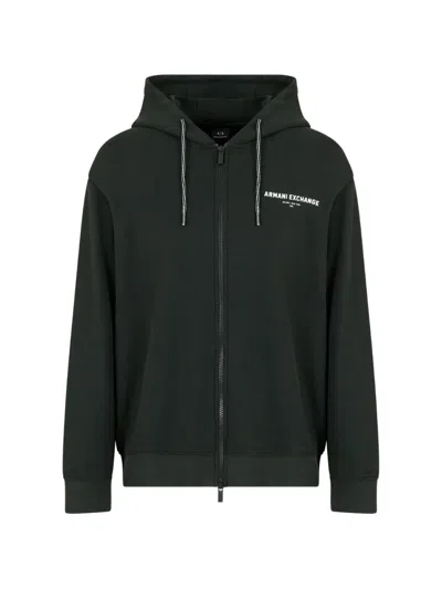 Armani Exchange Drawstring Logo Hoodie In Green