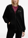 Armani Exchange Drawstring Zip-up Top In Black