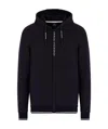 Armani Exchange Drawstring Zipped Hoodie In Black