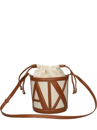 Armani Exchange Drawstring-closure Bucket Bag In Brown
