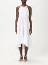 Armani Exchange Asv Cotton Ruffle Midi Dress In White