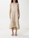 Armani Exchange Fluid Midi Dress With Halterneck In Yellow Cream