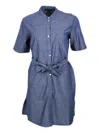 Armani Exchange Tied-waist Cotton Dress In Blue