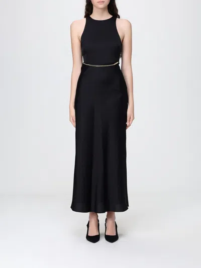 Armani Exchange Chain-link Side-slit Maxi Dress In Black