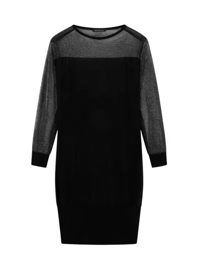 Armani Exchange Long-sleeve Mini Dress In Black