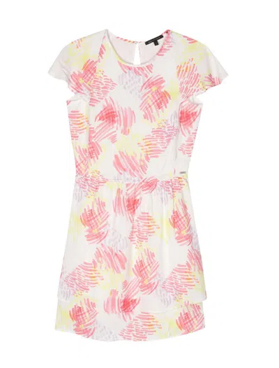 Armani Exchange Graphic-print Flared Dress In White