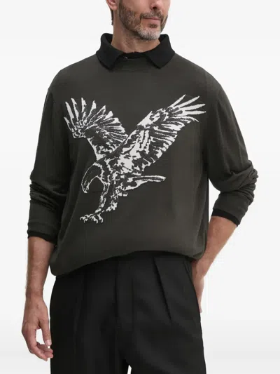 Armani Exchange Eagle-intarsia Sweater In Green