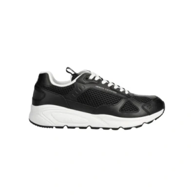 Pre-owned Armani Exchange Eco Leather/mesh Black Trainer