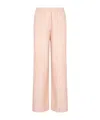 Armani Exchange Oversized Cotton And Linen Trousers In Nude
