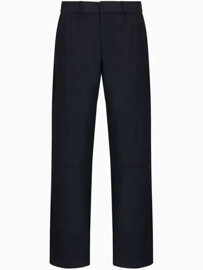 Armani Exchange Elastic-waist Straight-leg Trousers In Black