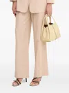 Armani Exchange Elastic-waist Straight Trousers In Neutral