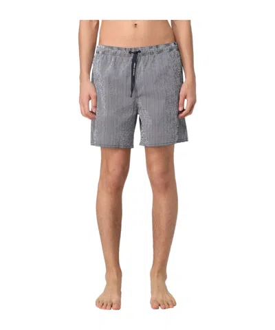 Armani Exchange Elastic Waist Swim Trunks In Blue