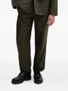 Armani Exchange Elasticated-waist Straight-leg Trousers In Green