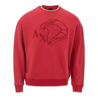 Armani Exchange Eagle-embroidered Cotton Sweatshirt In Red