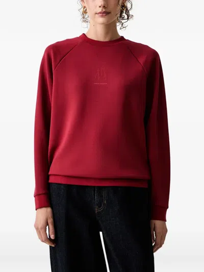 Armani Exchange Embellished Raglan-sleeve Sweatshirt In Red